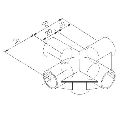 [Plastic Joint]GAP-24B(5-Way Through)