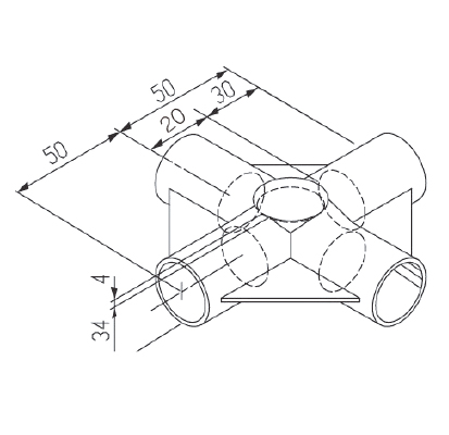 [Plastic Joint]GAP-26A(5-Way Through Stop)