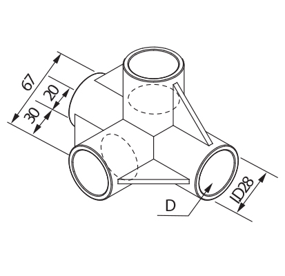 [Plastic Joint]GAP-45A(Sleeve (4-Way)